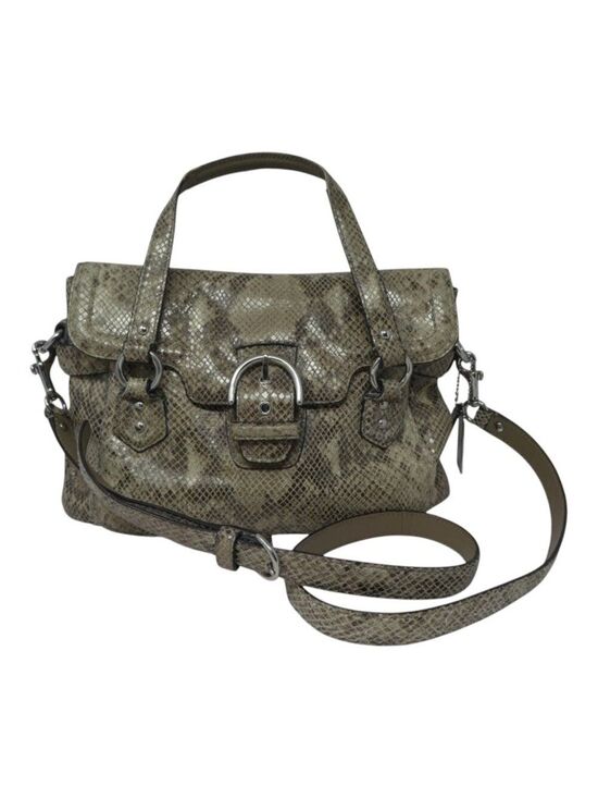 Coach Handbags - Coach Campbell F27895 Snakeskin Print Leather Satchel Shoulder Bag Purse